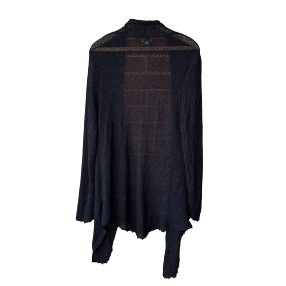 Chicos Size 2 Black Open Knit Cardigan Draped Hem Waterfall Style Womens M 12 - Picture 4 of 5